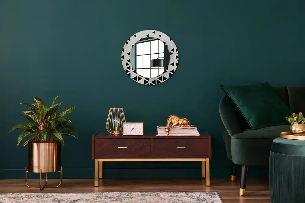 Round printed mirror Geometric abstraction