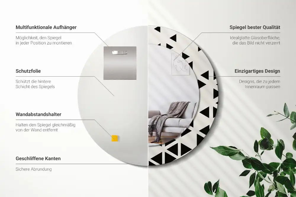 Round printed mirror Geometric abstraction