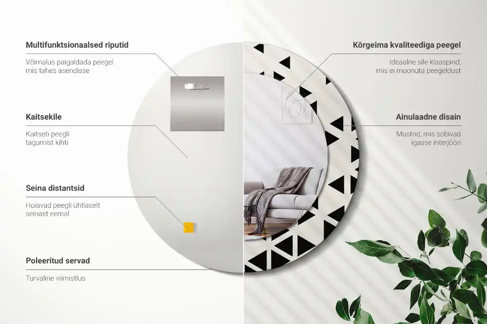 Round printed mirror Geometric abstraction