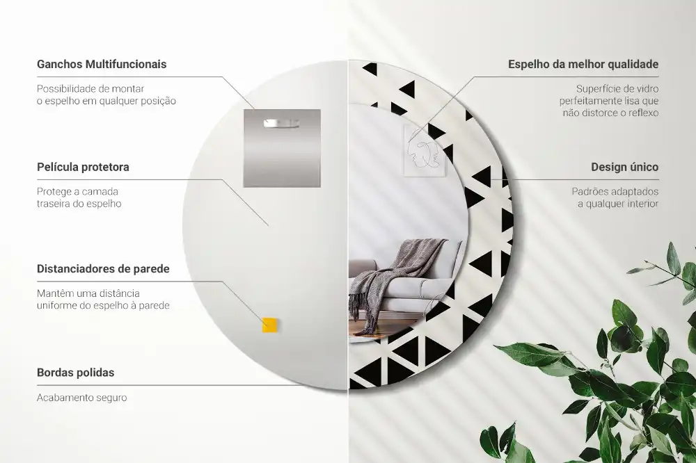 Round printed mirror Geometric abstraction