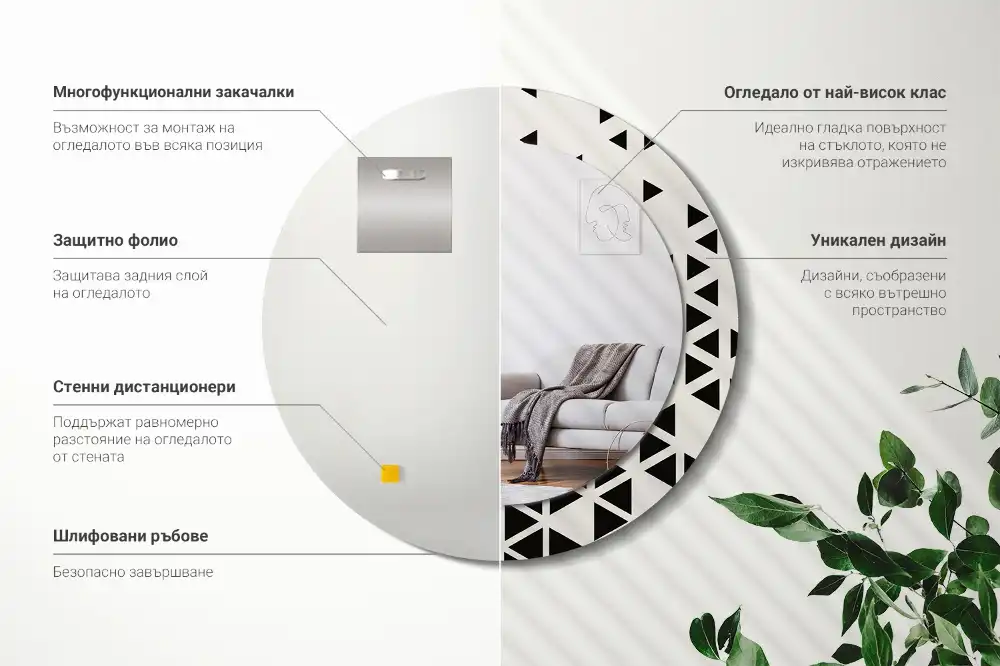 Round printed mirror Geometric abstraction