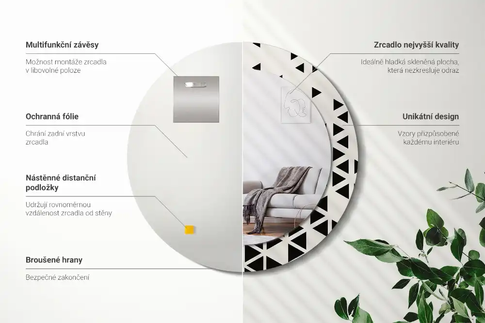 Round printed mirror Geometric abstraction