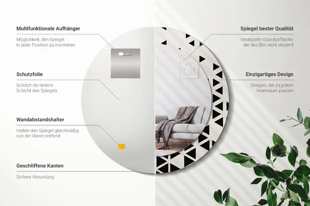 Round printed mirror Geometric abstraction