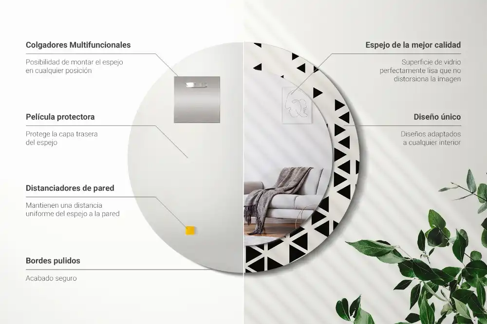 Round printed mirror Geometric abstraction