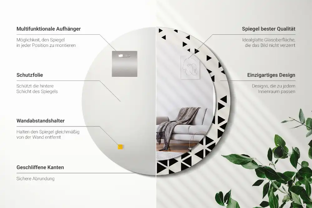 Round printed mirror Geometric abstraction