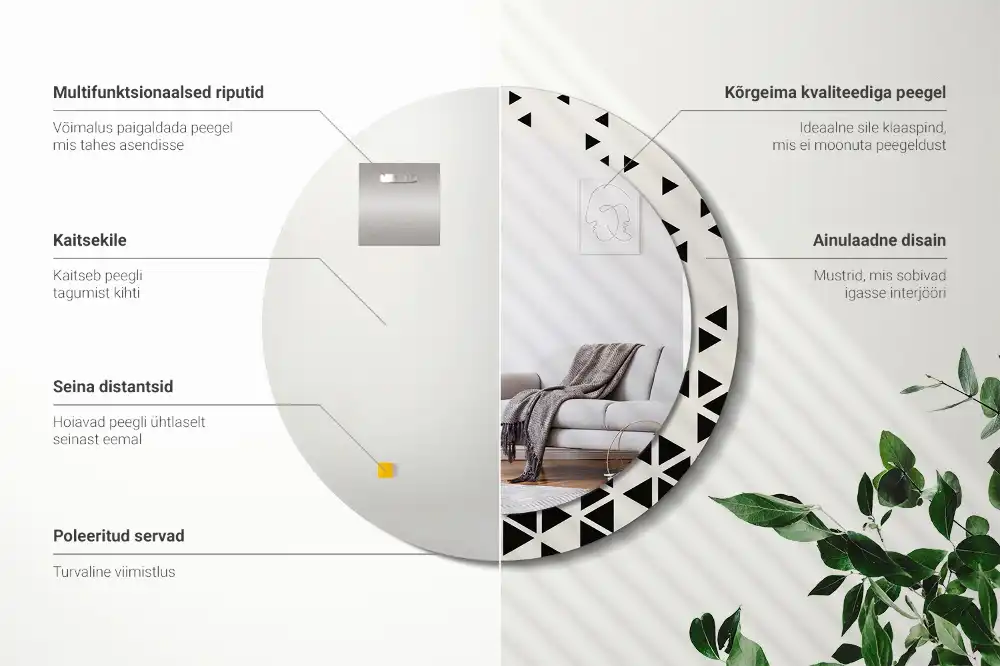 Round printed mirror Geometric abstraction