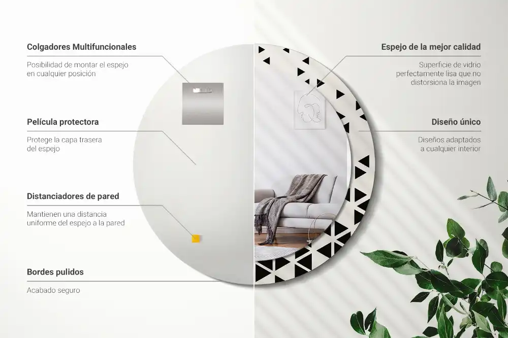 Round printed mirror Geometric abstraction