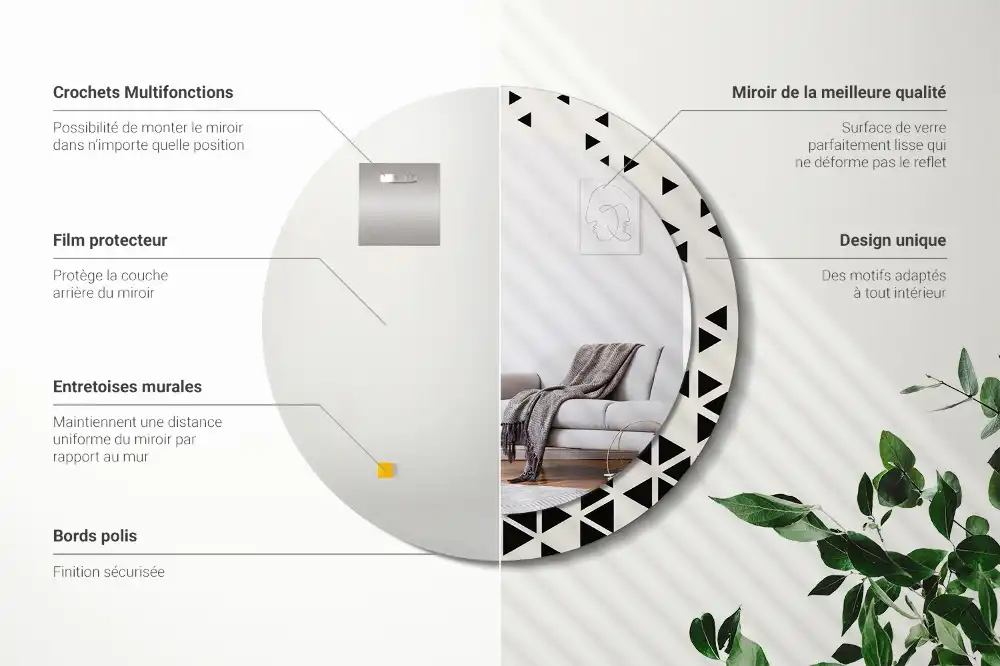 Round printed mirror Geometric abstraction