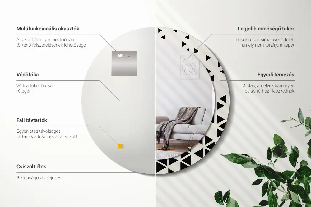 Round printed mirror Geometric abstraction