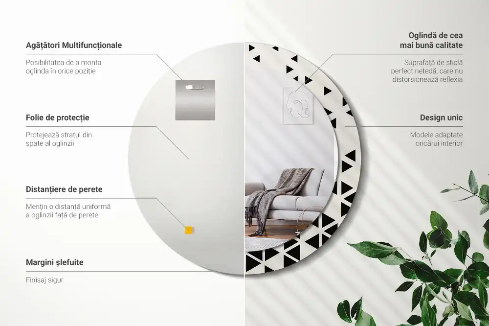 Round printed mirror Geometric abstraction