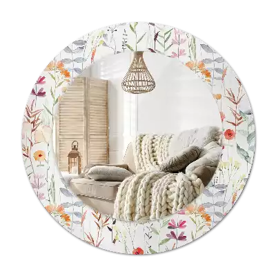 Round printed mirror Wild flowers