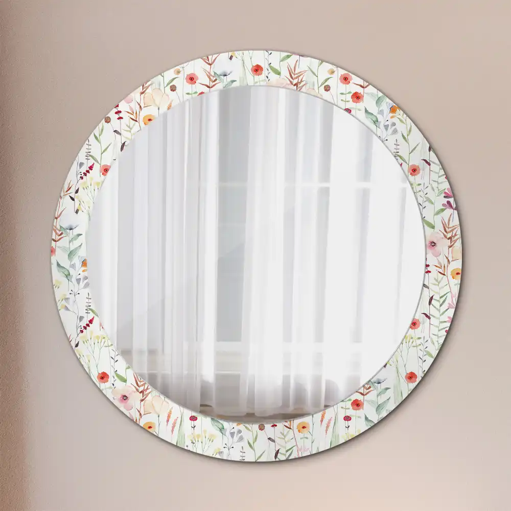 Round printed mirror Wild flowers