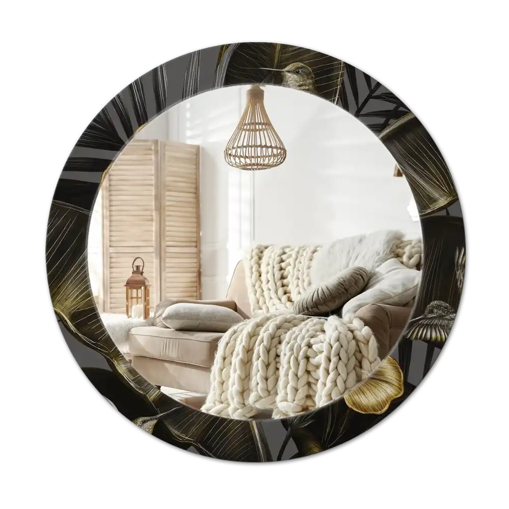 Round decorative mirror Hibiscus flowers