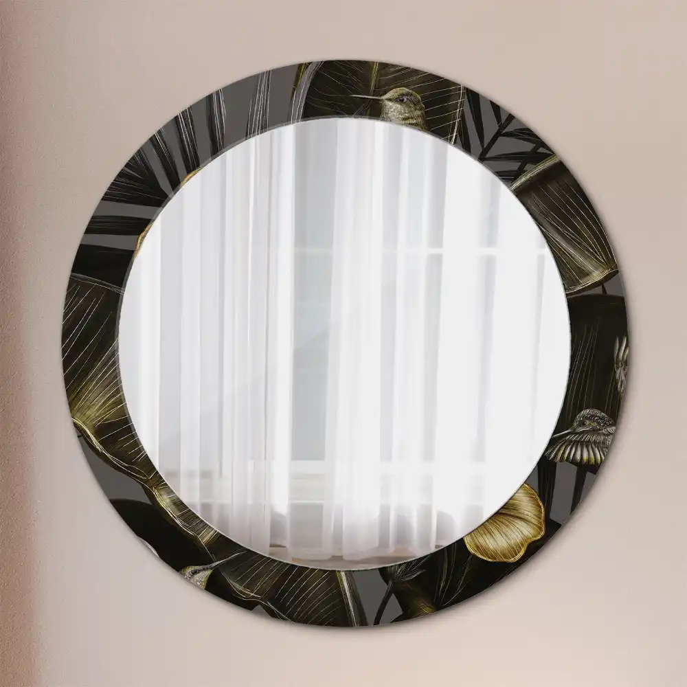 Round decorative mirror Hibiscus flowers