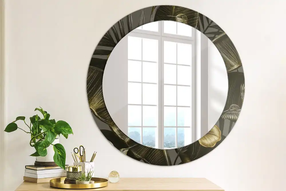Round decorative mirror Hibiscus flowers