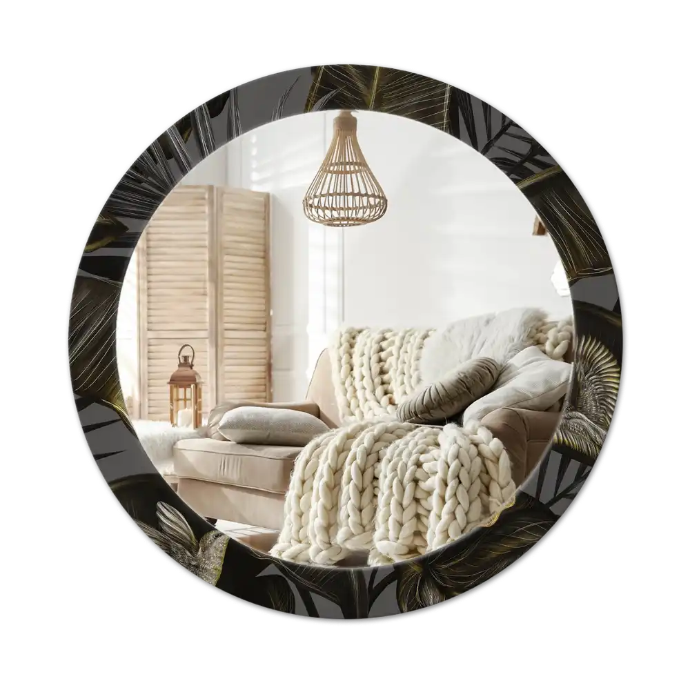 Round decorative mirror Hibiscus flowers