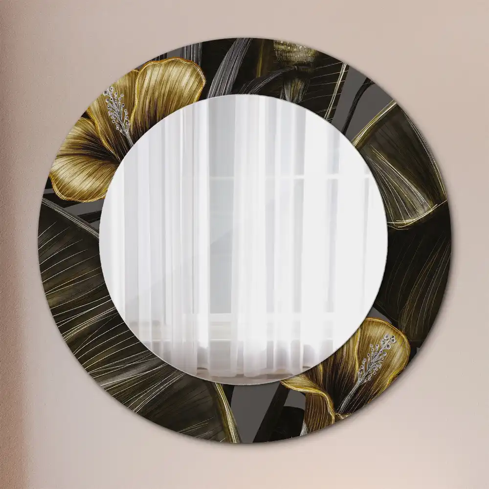 Round decorative mirror Hibiscus flowers