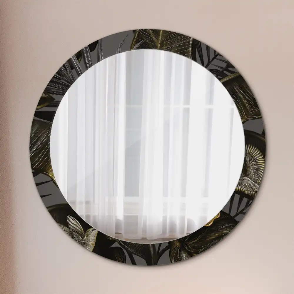 Round decorative mirror Hibiscus flowers