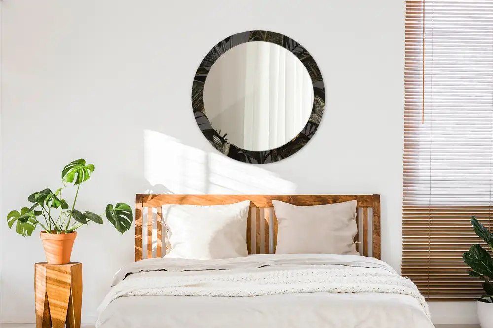 Round decorative mirror Hibiscus flowers