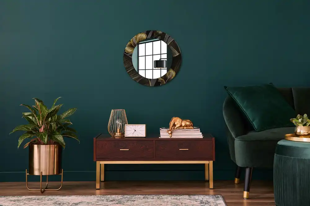 Round decorative mirror Hibiscus flowers