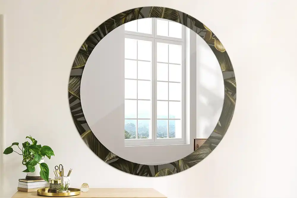 Round decorative mirror Hibiscus flowers