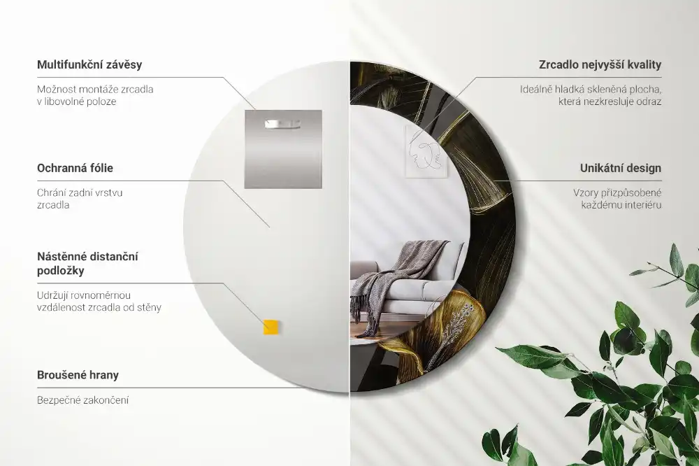 Round decorative mirror Hibiscus flowers