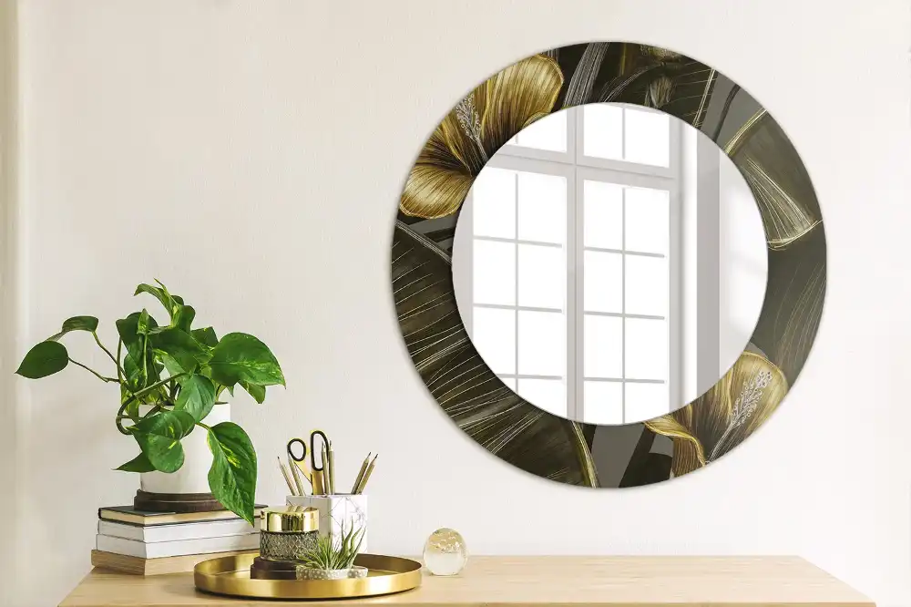 Round decorative mirror Hibiscus flowers
