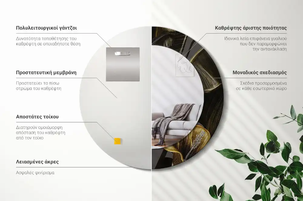 Round decorative mirror Hibiscus flowers