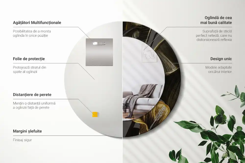 Round decorative mirror Hibiscus flowers