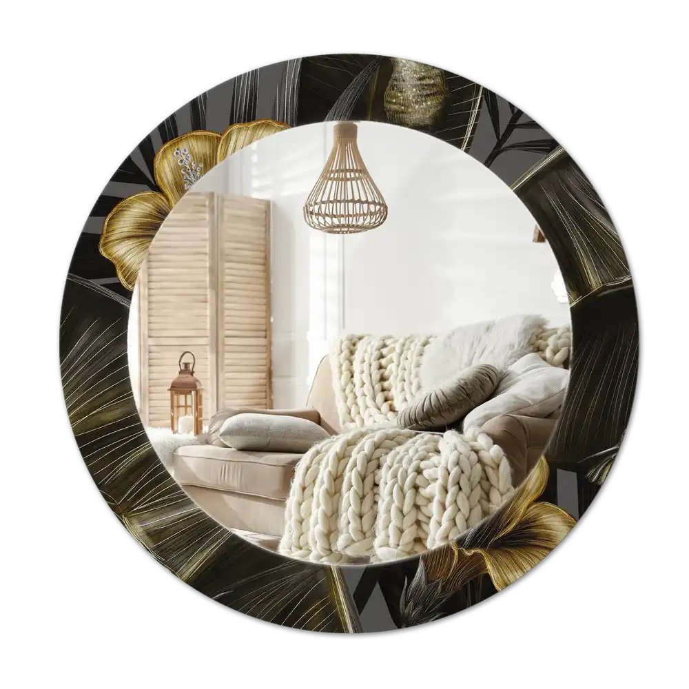 Round decorative mirror Hibiscus flowers