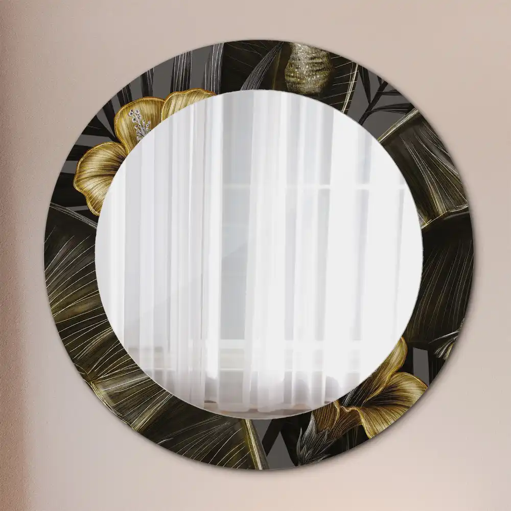 Round decorative mirror Hibiscus flowers