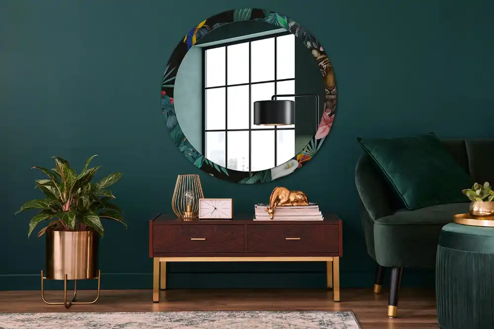 Round decorative mirror Vintage jungle
