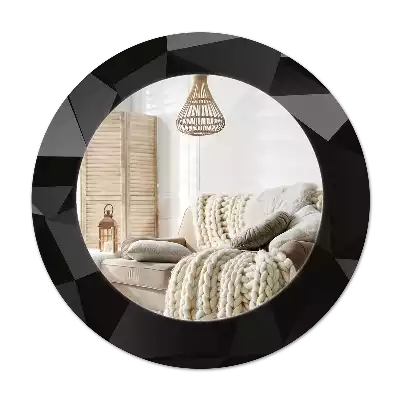 Round printed mirror Abstract black