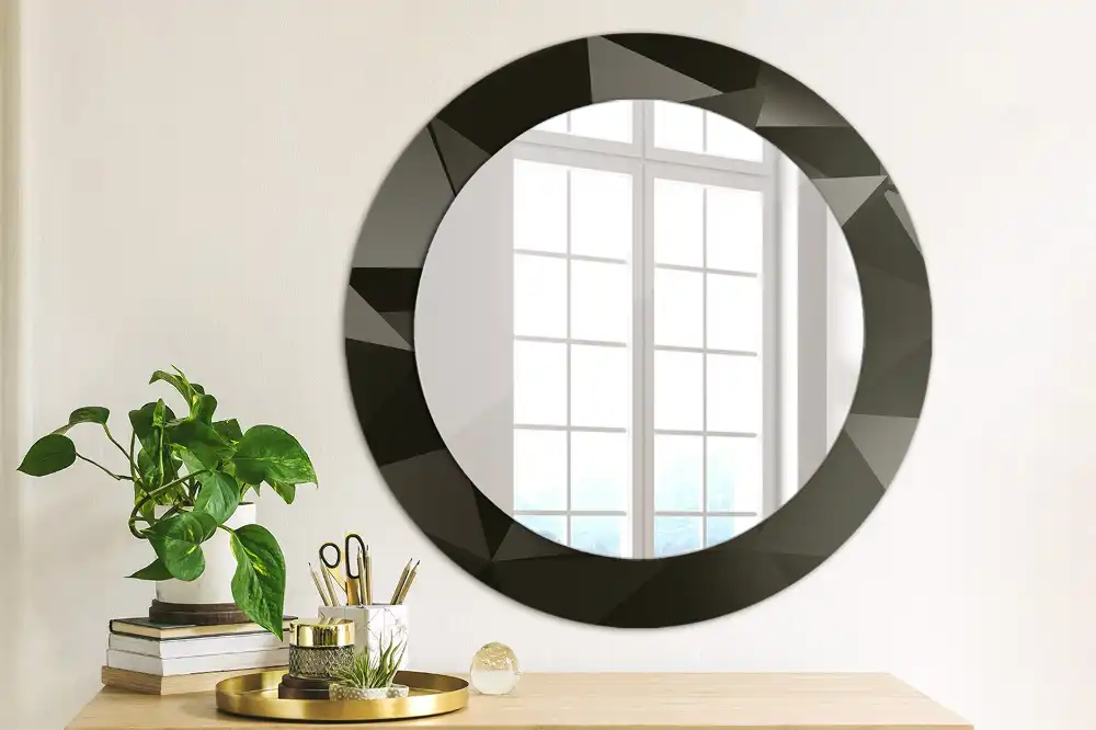 Round printed mirror Abstract black