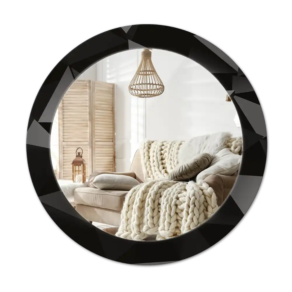 Round printed mirror Abstract black