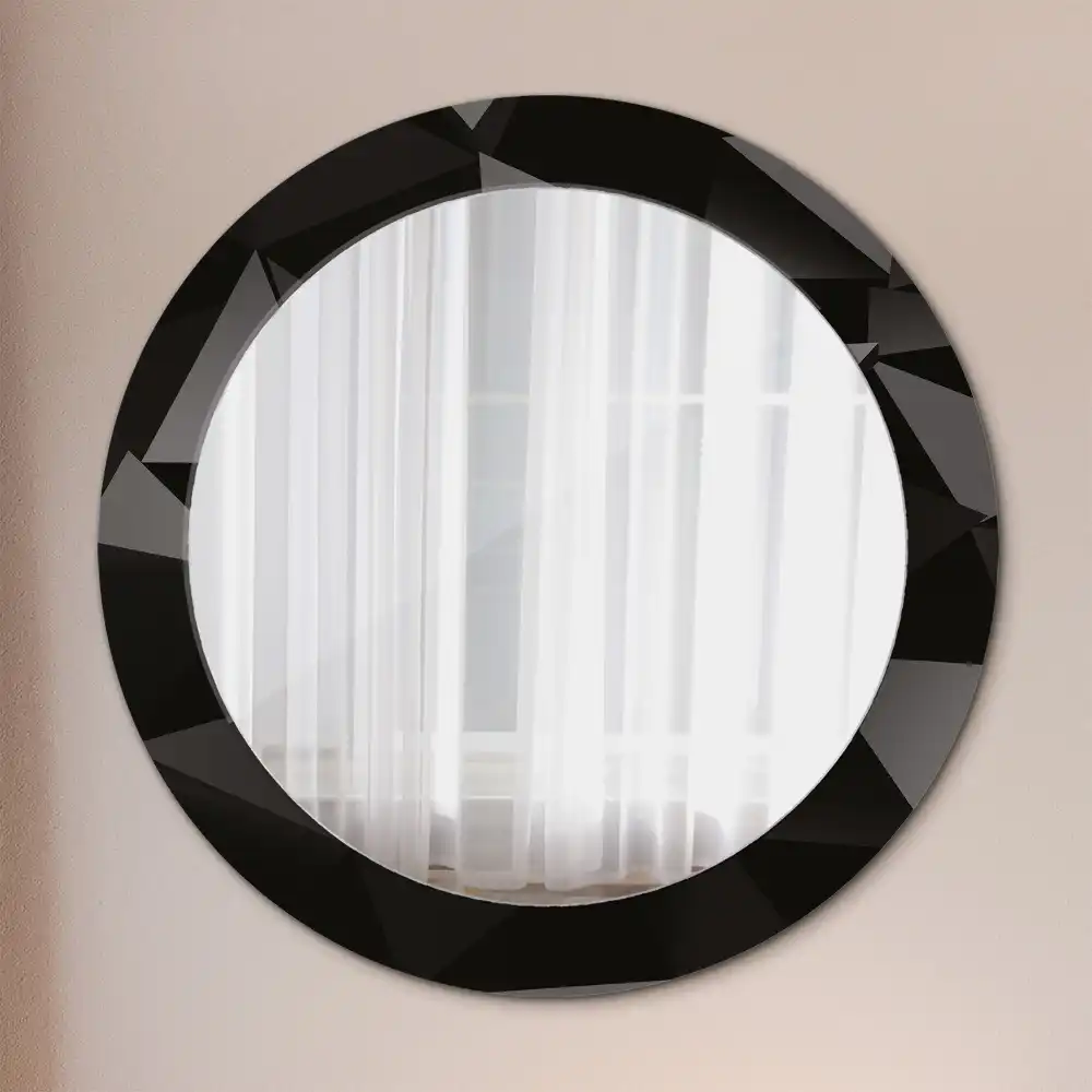 Round printed mirror Abstract black