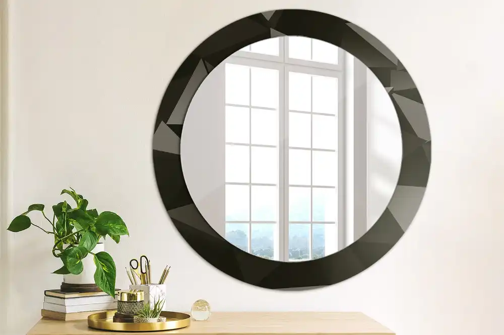 Round printed mirror Abstract black