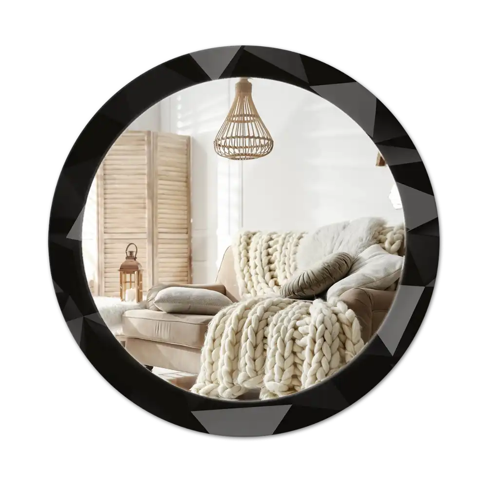 Round printed mirror Abstract black