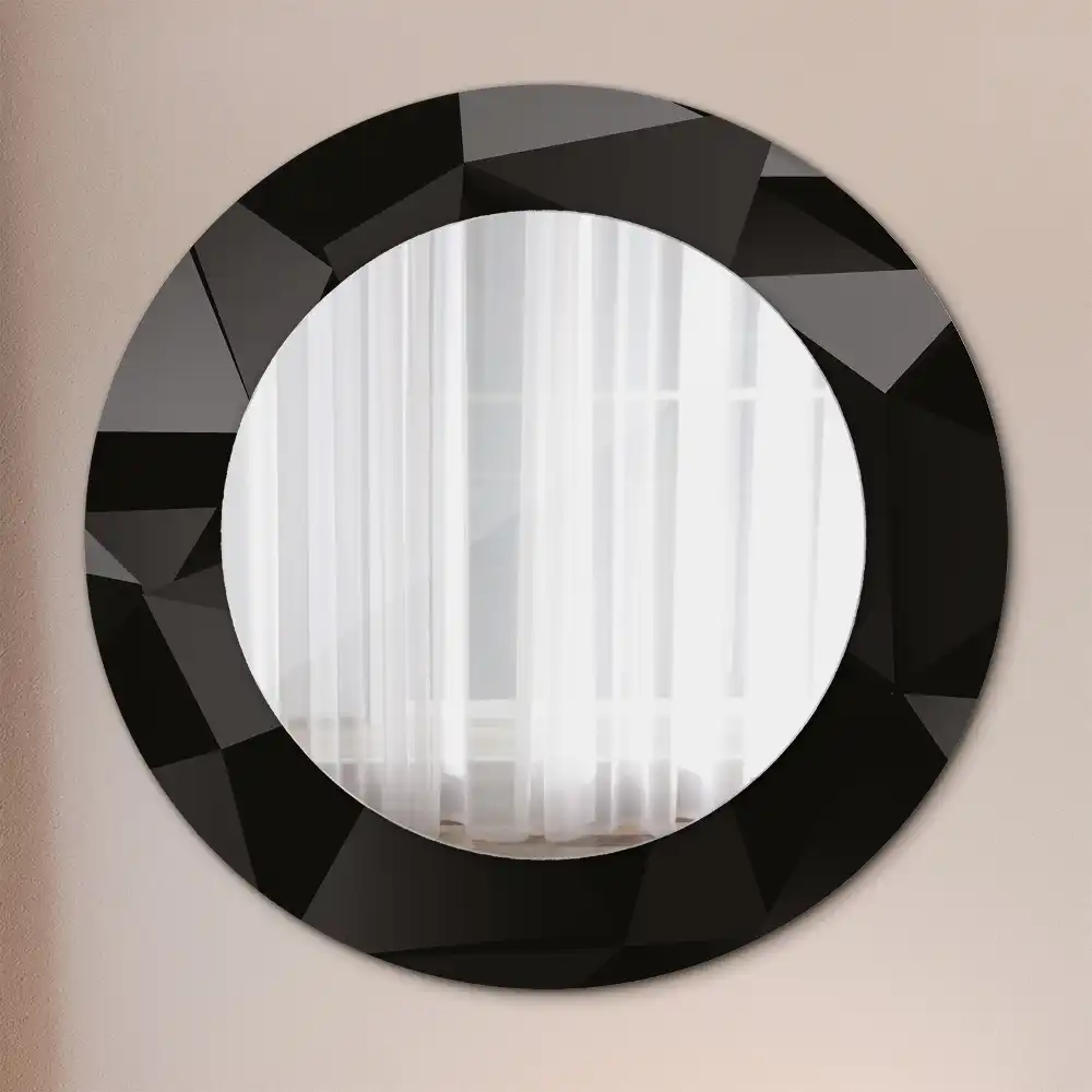 Round printed mirror Abstract black