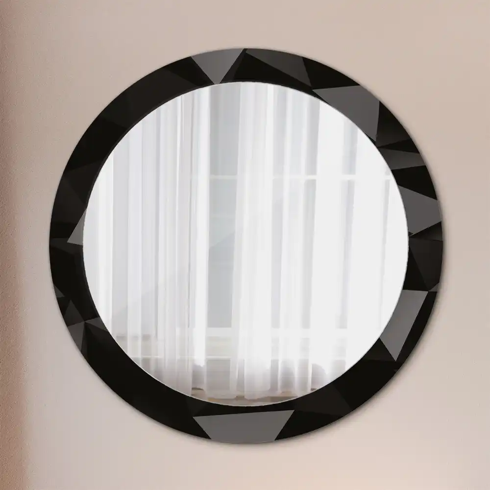 Round printed mirror Abstract black