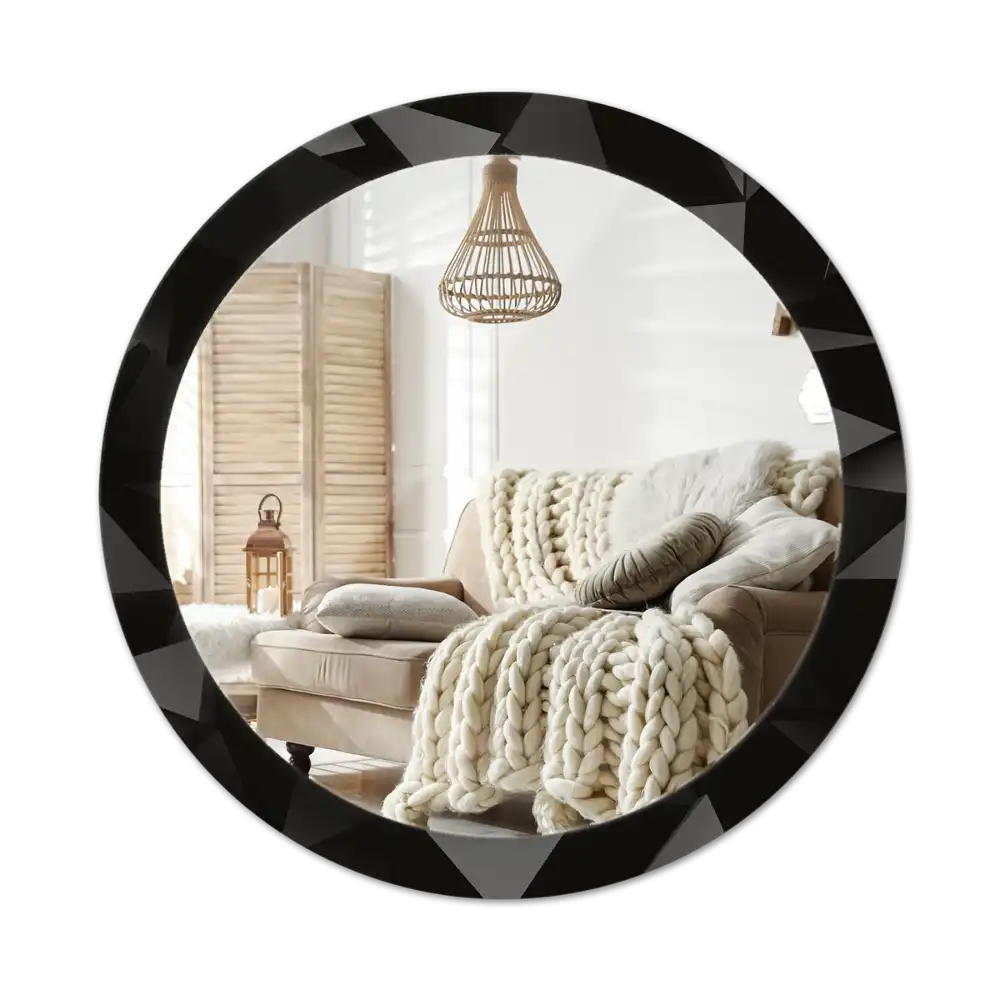 Round printed mirror Abstract black