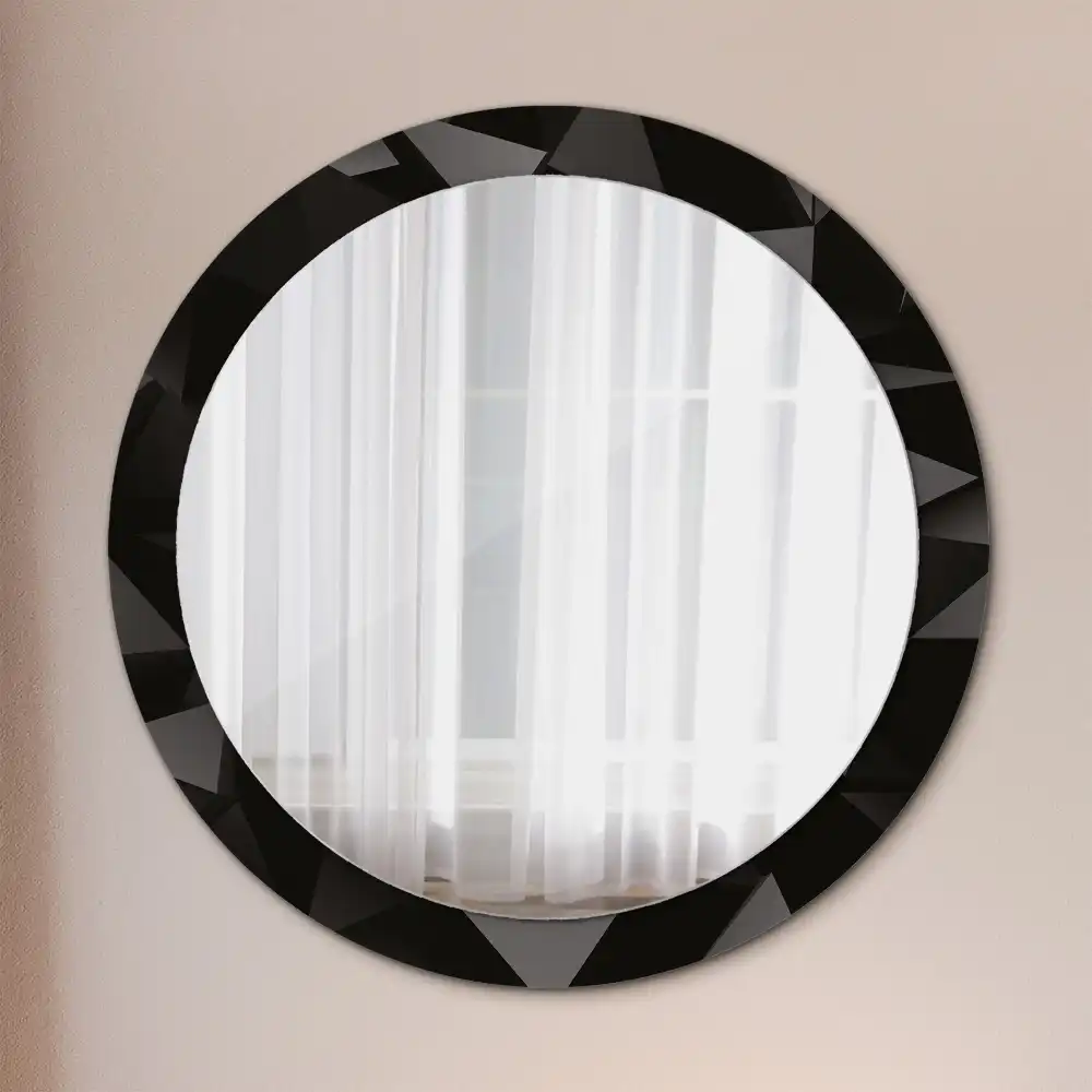 Round printed mirror Abstract black