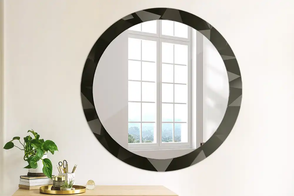Round printed mirror Abstract black