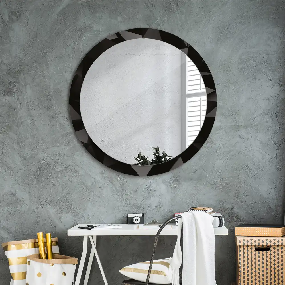 Round printed mirror Abstract black