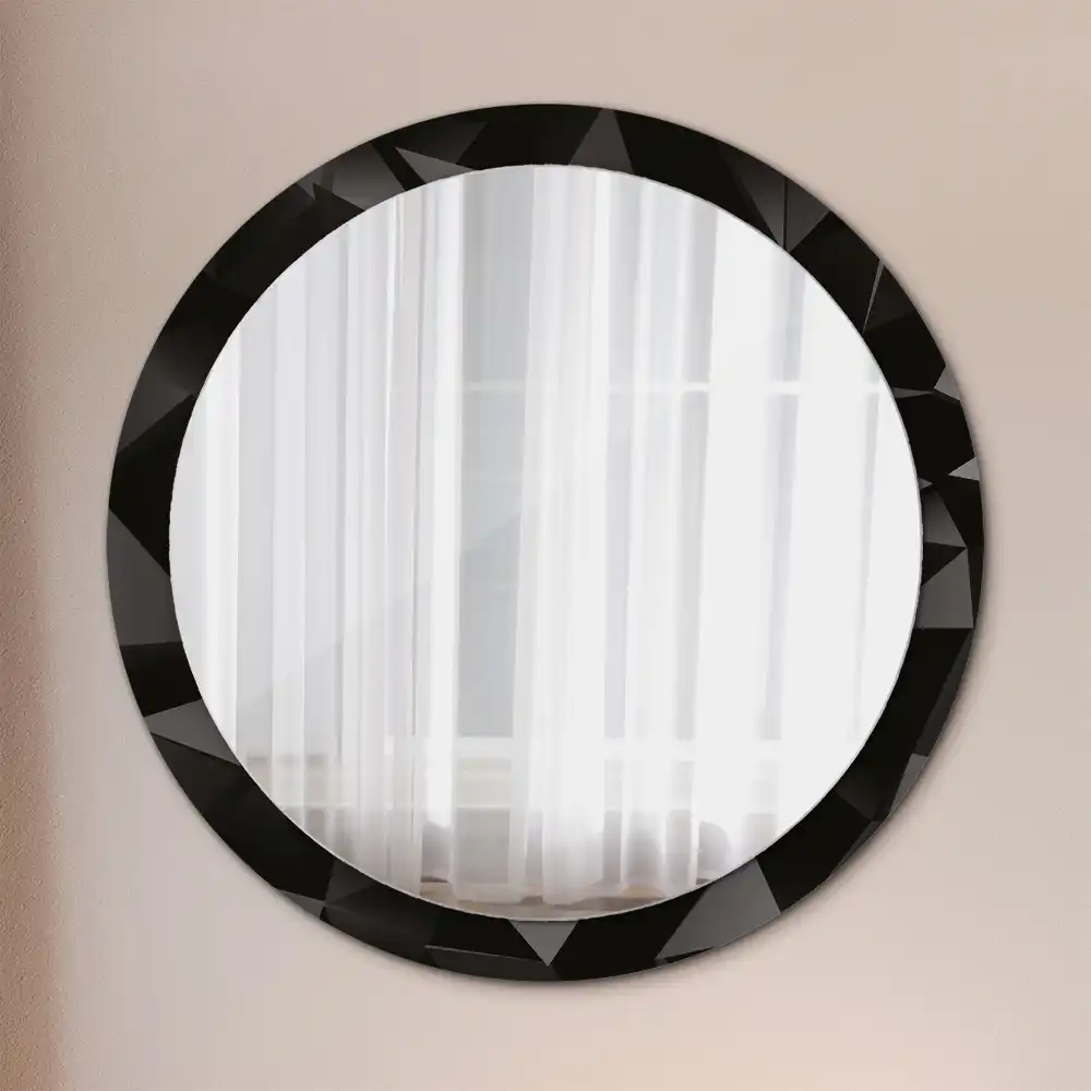 Round printed mirror Abstract black