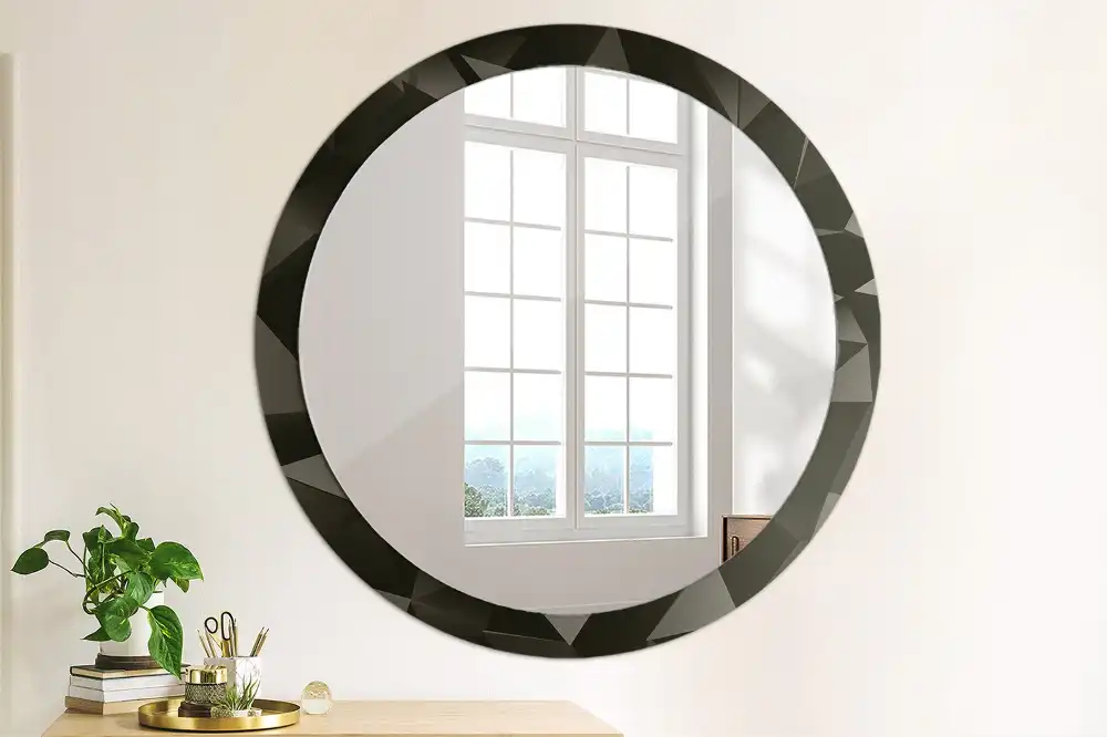 Round printed mirror Abstract black
