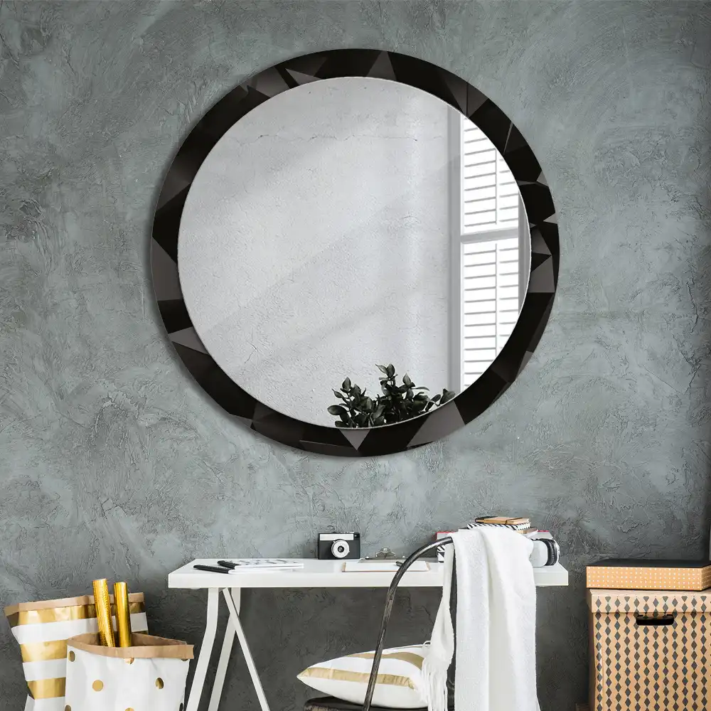 Round printed mirror Abstract black