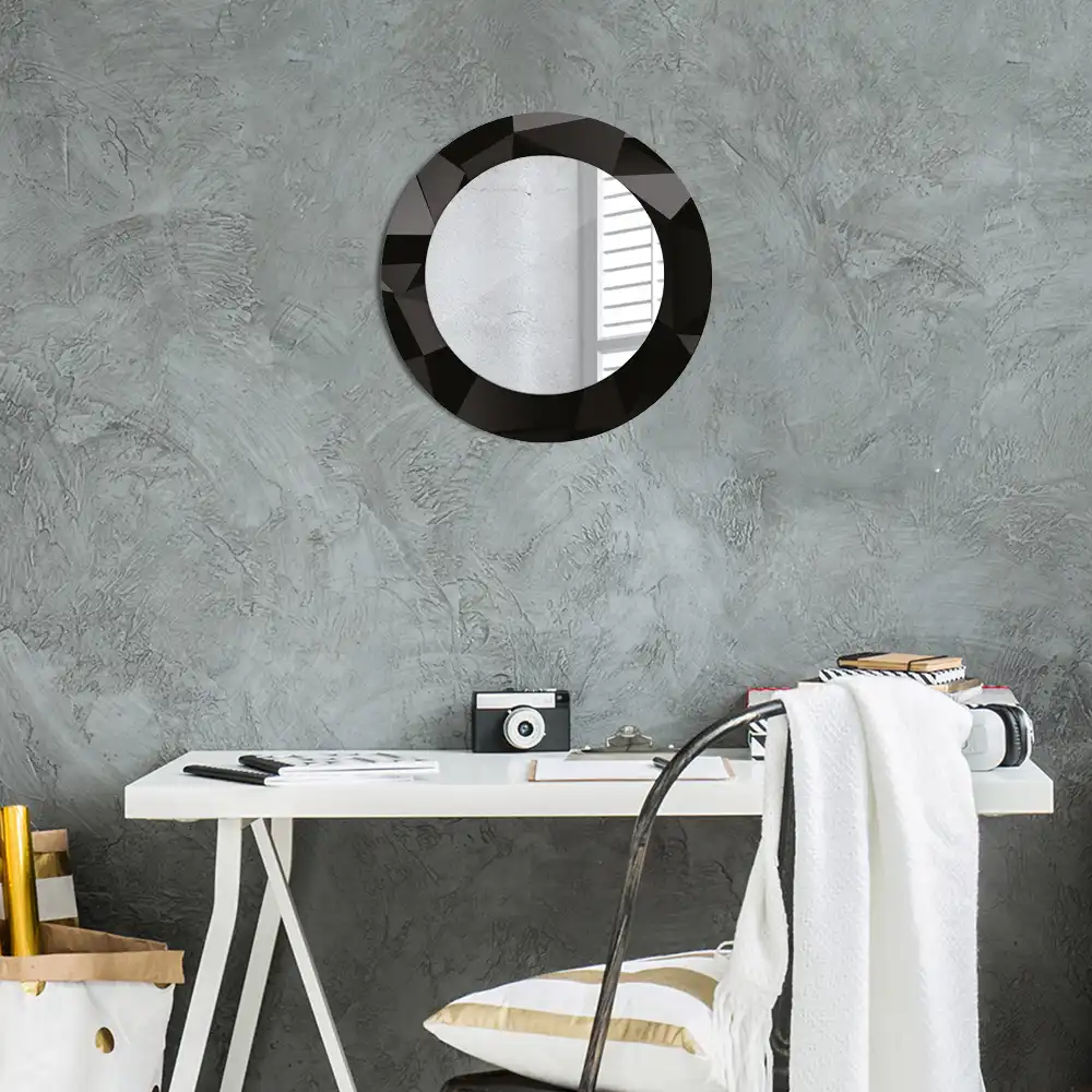 Round printed mirror Abstract black