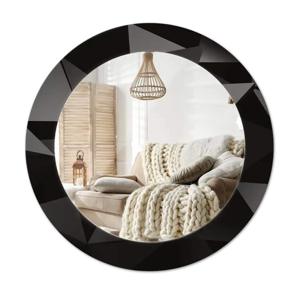 Round printed mirror Abstract black