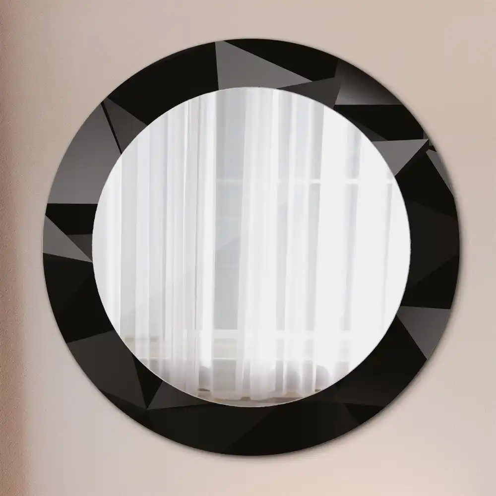Round printed mirror Abstract black